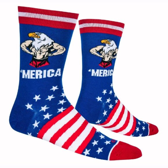 ‘Merica Eagle Patriotic Athletic Crew Socks NEW Fast Ship - Picture 1 of 4